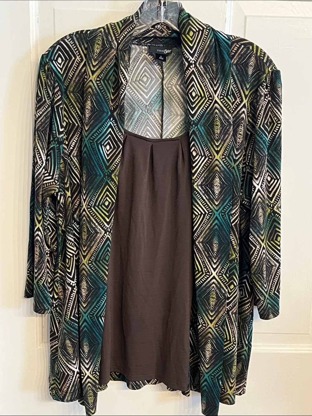 east 5th L knit top layered look 3/4 sleeves